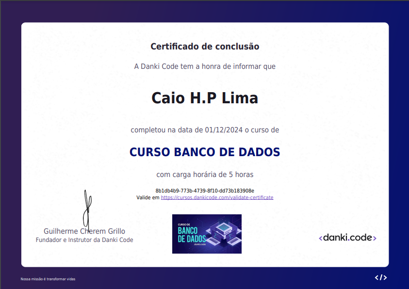 Certificado Banco de Dados