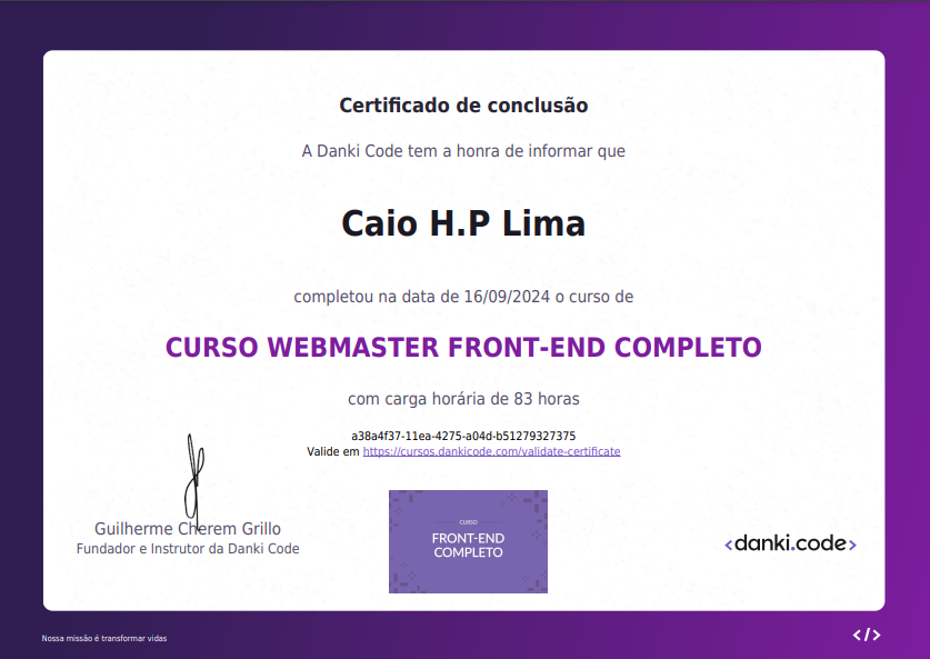 Certificado Front-End